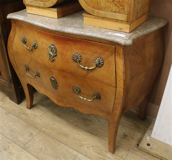 A marble top French commode chest W.98cm